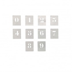 Lot de pochoirs chiffres Wilmart de 0 à 9, hauteur 25 mm, en métal mince haute résistance épaisseur 0,3 mm.