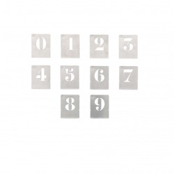 Lot de pochoirs chiffres Wilmart de 0 à 9, hauteur 30 mm, en métal mince haute résistance épaisseur 0,3 mm.