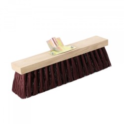 Balai de cantonnier professionnel Wilmart avec fibres PVC rouges, largeur 40 cm, 5 rangs de poils.
