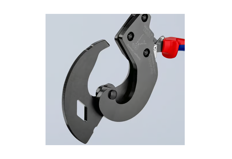 Zone d'appui sur poignée fixe du coupe-câbles professionnel Knipex.