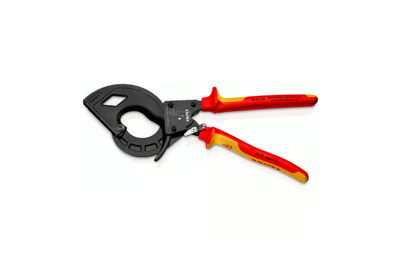 Détail de la zone de support sur la poignée fixe du coupe-câbles Knipex 95 36 320.