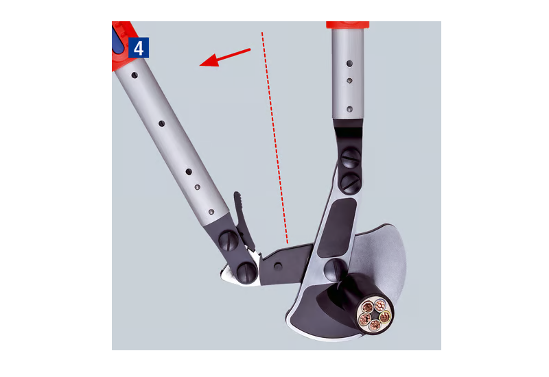 Tête de coupe à cliquet pour câbles cuivre et aluminium jusqu'à 38 mm.