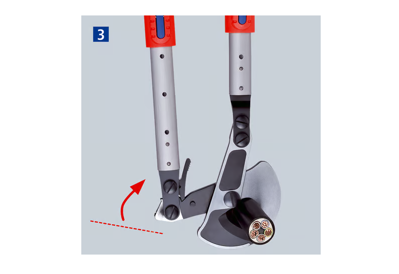 Détail des poignées bi-matière ergonomiques du coupe-câbles 95 32 038.