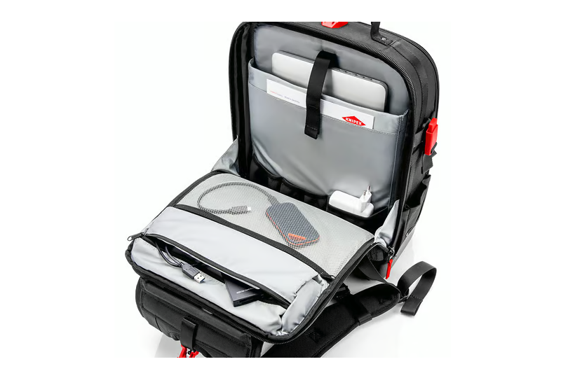 Bretelles ergonomiques et rembourrage dorsal du sac à dos professionnel Knipex.