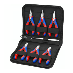 Jeu de 7 pinces de précision électronique KNIPEX 00 20 16 en trousse zippée.