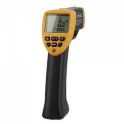 Thermomètre infrarouge visée laser longue distance réf. 005225 – boîtier jaune et noir 220x142x55 mm, écran LCD 4 chiffres