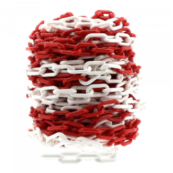 Chaîne de balisage ABS rouge et blanc maillons soudés 7 mm sac de 25 m référence 489701 Wilmart