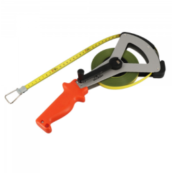 Longimètre ruban acier fibre 20 mètres très résistant à la pliure étrier aluminium manivelle grand rayon 604301 Wilmart