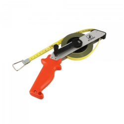 Longimètre ruban acier 20 mètres étrier coudé aluminium avec manivelle grand rayon poignée orange 604501 Wilmart