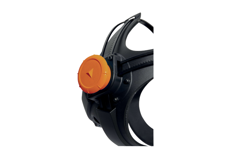 Vue de profil du masque complet à ventilation libre Delta Plus M9200 ROTOR GALAXY valve et raccord filtre EN148-1