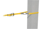 Détail tendeur à vis et ancrages de la ligne de vie temporaire Delta Plus SPEEDLINE LV201 sangle jaune largeur 50 mm