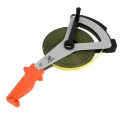 Ruban acier et nylon classe II 50 m x 13 mm Wilmart référence 604303 étrier Y aluminium anodisé poignée ABS vue de face