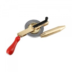 Mesure sonde jauge 20 m x 13 mm Wilmart référence 604602 étrier coudé laiton manivelle laiton poignée bois rouge vue de face