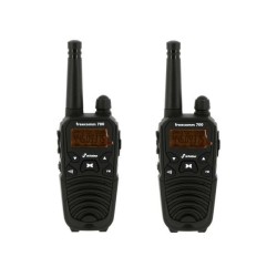 Paire talkies-walkies PMR446 Wilmart référence 950376 136x51x30 mm noir vue de face bande libre 446 MHz chantier