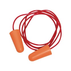 Bouchons d'oreille Talia Plast réf. 560618 – paire orange avec cordon souple PVC, SNR 38 dB, emballage individuel hygiénique