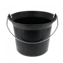 Seau de maçon Wilmart réf. 599010 – caoutchouc et PET noir 11 litres, diamètre max 300 mm, anse zinguée Ø 6 mm