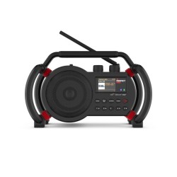 Radio NETBOX RC00NBX2 vue de face avec arceaux et poignée en métal