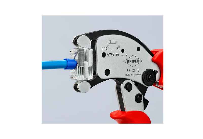 Pince à sertir KNIPEX Twistor16 97 53 18 à tête rotative pour embouts 0,14 à 16 mm²