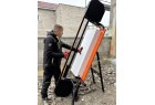 Coupeuse IMER TIGRIS 1250 CX en position compacte pliée pour transport avec sac de portage inclus