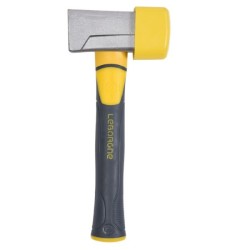 Massette paveur Leborgne Nanovib 1,2 kg avec embout caoutchouc jaune et face acier vue de profil