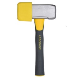 Massette à bordures Leborgne Nanovib 3 kg avec embout caoutchouc jaune et manche 31 cm vue de profil