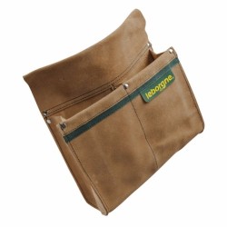 Double poche en croûte de cuir Leborgne 492040 pochette à clous deux compartiments vue de face