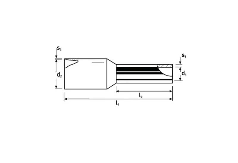 Embout de câble isolé noir version longue Knipex 1,5 mm² fût 10 mm, col polypropylène, vue rapprochée
