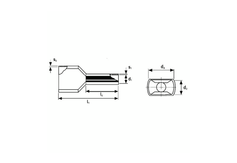 Cosse double Knipex en cuivre étamé pour raccorder deux conducteurs 0,5 mm² dans une borne