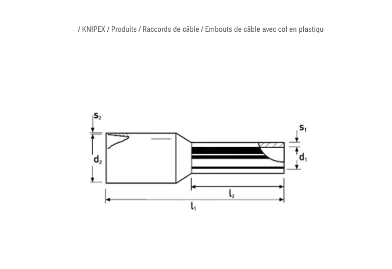 Embout de câble isolé gris Knipex 4 mm² avec col d'insertion en polypropylène, vue rapprochée
