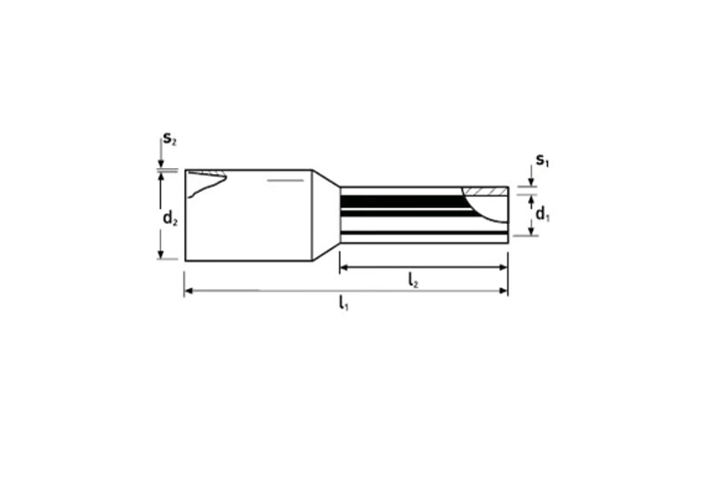 Embout de câble isolé jaune version longue Knipex 6 mm² fût 18 mm, col polypropylène, vue rapprochée