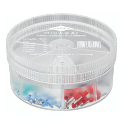 Boîtier distributeur Knipex 97 99 905 avec 150 embouts de câble isolés et couvercle rotatif