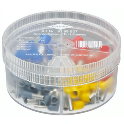 Boîtier distributeur Knipex 97 99 907 avec 100 embouts de câble isolés de puissance et couvercle rotatif