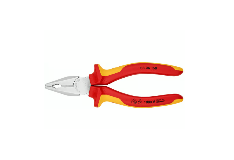 Poignées bi-matière isolées VDE de la pince universelle Knipex 03 06 160