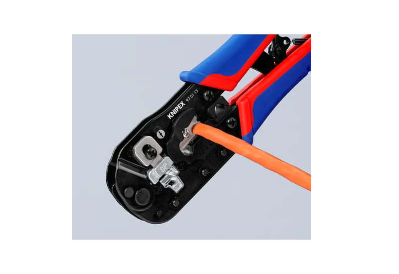 Pince à sertir Western RJ45 Knipex 190 mm, corps bruni et poignées bi-matière