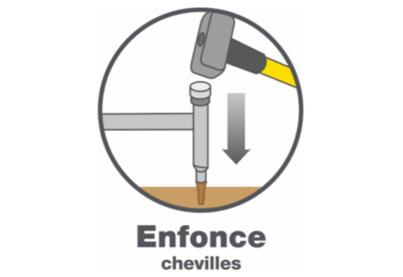 Manche fibres de verre à section ovale et poignée élastomère de l'enfonce-chevilles Nanovib