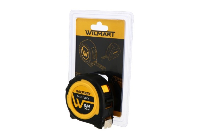 Double bouton de blocage et frein du mètre ruban Easy Touch Wilmart 5 m