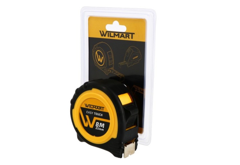 Double bouton de blocage et frein du mètre ruban Easy Touch Wilmart 8 m