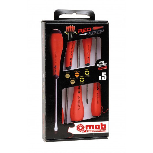 JEU DE 5 TOURNEVIS FENTE + PHILLIPS  - GAMME OUTILS PROFESSIONNELS - IMER - Réf: 9128005101