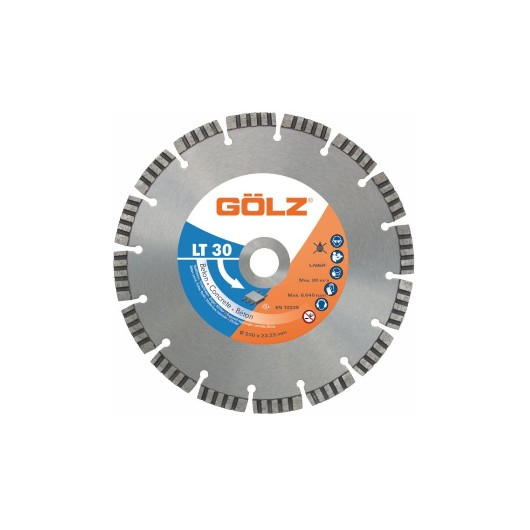 DISQUE DIAMANT LT30, COUPE A SEC OU A EAU POUR MEULEUSE OU RAINUREUSE - Ø 115 MM / ALESAGE 22.23 MM - BETON - GOLZ DISQUE DIAMANT LT30, COUPE A SEC OU A EAU POUR MEULEUSE OU RAINUREUSE - Ø 115 MM / ALESAGE 22.23 MM - BETON - GOLZ