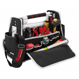 Sac à outils textile MOB DUOBAG Agencement 91 pièces ouvert avec scie Tajima et marteau