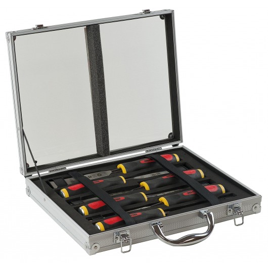 MALLETTE ALU 6 CISEAUX SCULPTEUR MANCHE NERTECH - GAMME SCIAGE, COUPE, LIMES, RAPES, CISEAUX - OUTIL PROFESSIONNEL - MOB